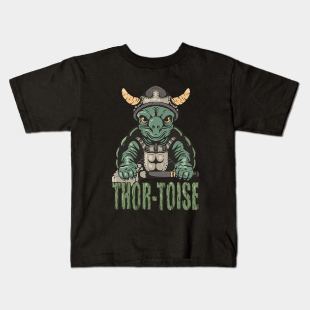 Thor-Toise Viking Turtle Lover Nordic Kids T-Shirt by Foxxy Merch